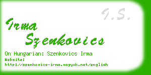irma szenkovics business card